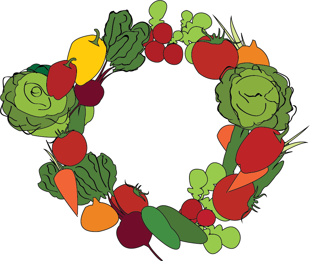 Letter o in lowercase created using vegetables drawed in illustrator.